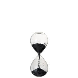 RELOJ DE ARENA PERLAS VIDRIO NEGRO MEDIUM
