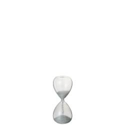 Reloj de arena de vidrio blanco con purpurina de 16.5 cm