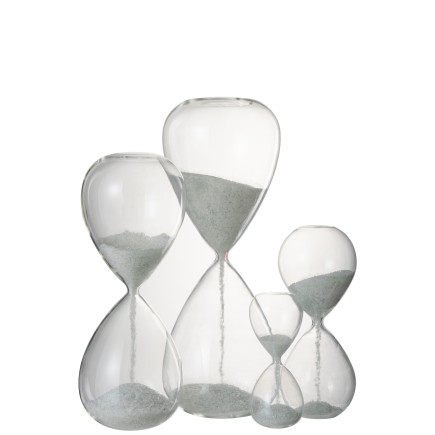 Reloj de arena perlas vidrio blanco extra Alt. 40 cm