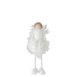 Ange de Noël en textile blanc 13.5x10x34 cm