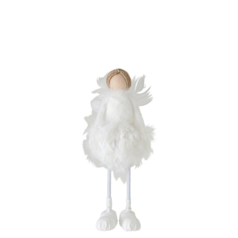 Ange de Noël en textile blanc 13.5x10x34 cm