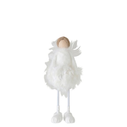 Ange de Noël en textile blanc 13.5x10x34 cm