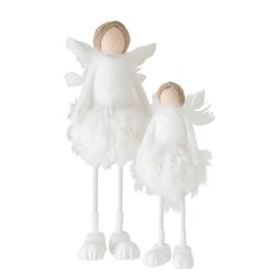 Ange de Noël en textile blanc 14x14x45 cm