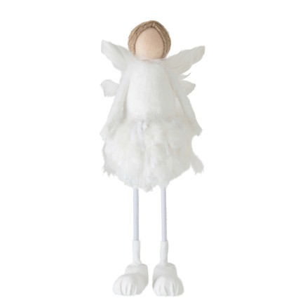 Ange de Noël en textile blanc 14x14x45 cm