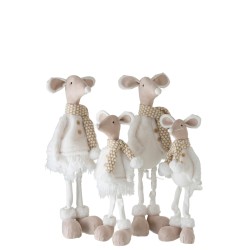 Set de 2 souris en textile blanc - beige 25.5x28.5x63 cm