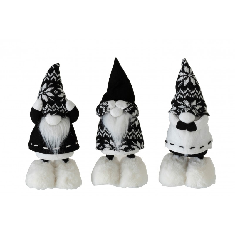 Assortiment de 3 Pères Noël en textile noir et blanc
