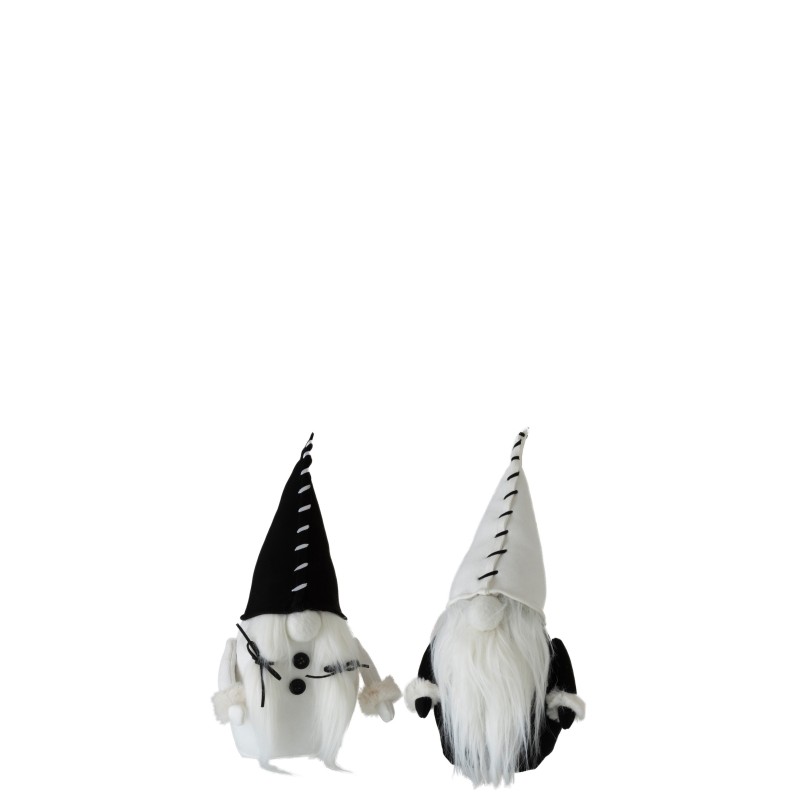 Set de 2 pères Noël en textile blanc 11x14x28 cm