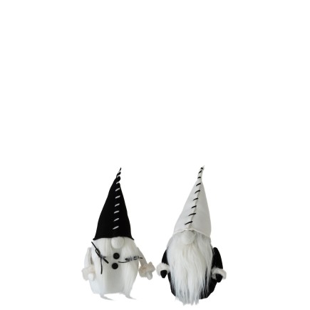Set de 2 pères Noël en textile blanc 11x14x28 cm