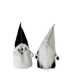 Set de 2 pères Noël en textile blanc 18x30x47 cm