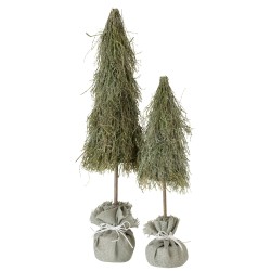 Sapin de Noël artificiel socle jute en bois vert 15x15x67 cm