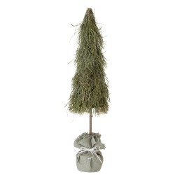 Sapin de Noël artificiel socle jute en bois vert 15x15x67 cm