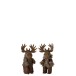 Set de 2 élans debout en bois marron 16.5x17x29 cm Set de 2 élans debout en bois marron 16.5x17x29 cm
