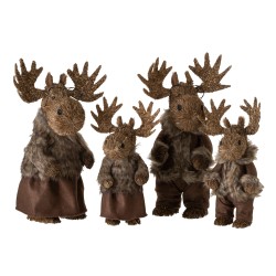 Set de 2 élans debout en bois marron 18.5x19.5x42.5 cm