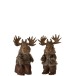 Set de 2 élans debout en bois marron 18.5x19.5x42.5 cm Set de 2 élans debout en bois marron 18.5x19.5x42.5 cm
