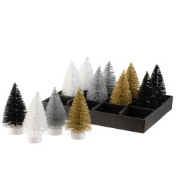 12 sapins de Noël décoratif multicouleur H14 cm