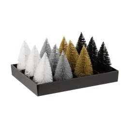 12 árboles de Navidad decorativos multicolores de 14 cm de altura