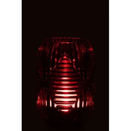 Photophore en verre rouge 9x9x13 cm
