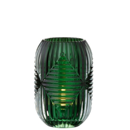 Photophore en verre vert 9x9x13 cm