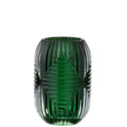 Photophore en verre vert 9x9x13 cm
