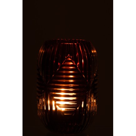 Photophore en verre marron 9x9x13 cm