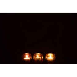 Set de 3 photophores rond en verre multicouleur 6x6x6 cm