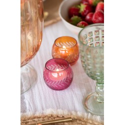 Set de 3 photophores rond en verre multicouleur 6x6x6 cm