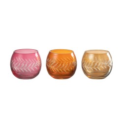 Set de 3 photophores rond en verre multicouleur 6x6x6 cm