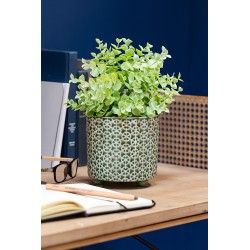 Cache-pot sur pied en céramique Vert 14x14x13,5cm