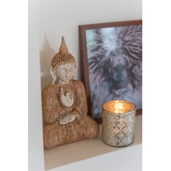Lot de 2 photophores à motifs en verre argent 8x8x9cm