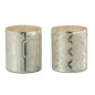 Lot de 2 photophores à motifs en verre argent 8x8x9cm Lot de 2 photophores à motifs en verre argent 8x8x9cm