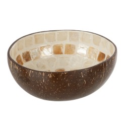 Bol de coco medio beige y marrón de 6 cm de altura