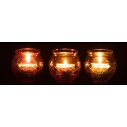 Set de 3 photophores rond en verre multicouleur 6x6x7 cm