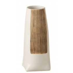 Vase rond en céramique blanc 12x12x29 cm