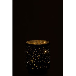 Photophore en verre noir 13x13x17 cm