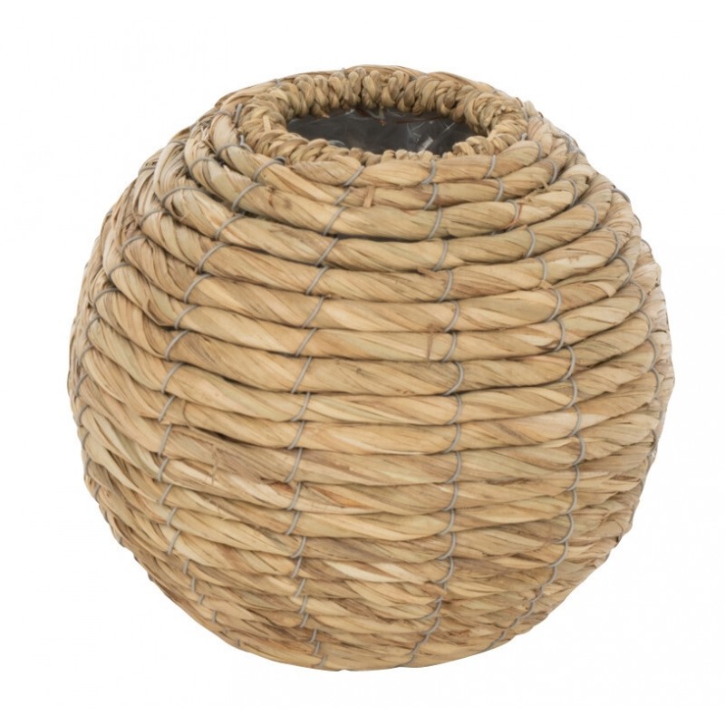 Jarrón de madera natural en forma de bola de 17.5x17.5x15.5 cm