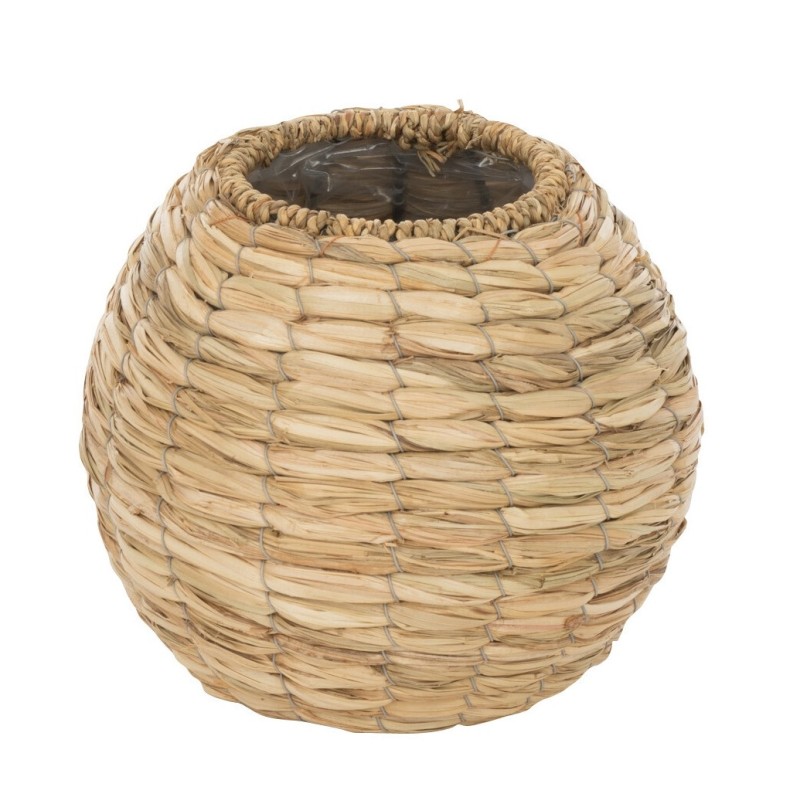 Vase boule en bois naturel 21.5x21.5x18.5 cm