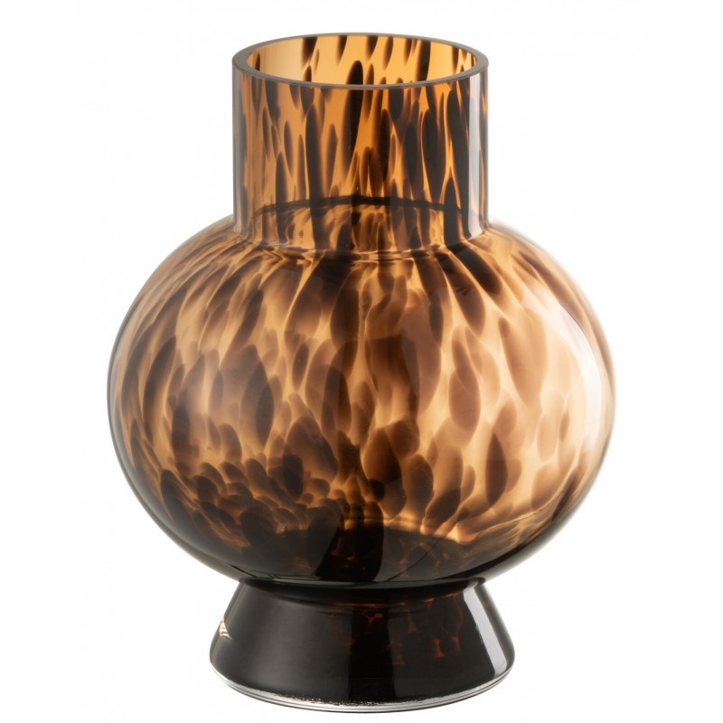 Vase boule en verre marron 17x17x22 cm