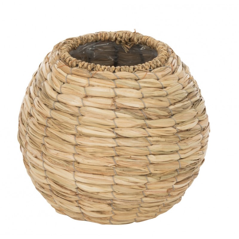 Vase boule en bois naturel 23.5x23.5x21.5 cm