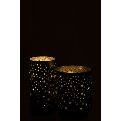 Photophore en verre noir 13x13x17 cm