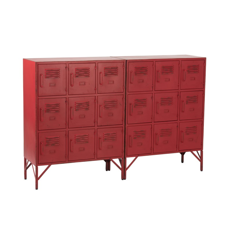 Armoire 9 portes à clés en métal Rouge 86x42x113,7cm