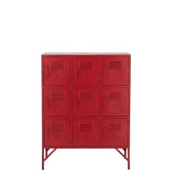 Armario de metal rojo con 9 puertas con llave 86x42x113.7cm
