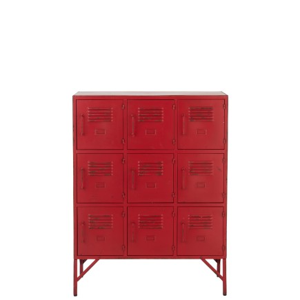 Armoire 9 portes à clés en métal Rouge 86x42x113,7cm