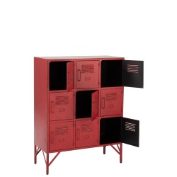 Armario de metal rojo con 9 puertas con llave 86x42x113.7cm