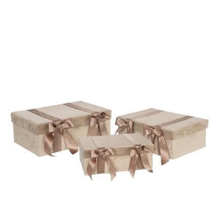 Set De 3 Boite Velours/Satin Beige