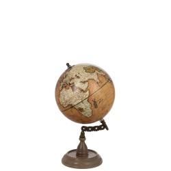 Globe sur pied en bois orange 20x20x34 cm