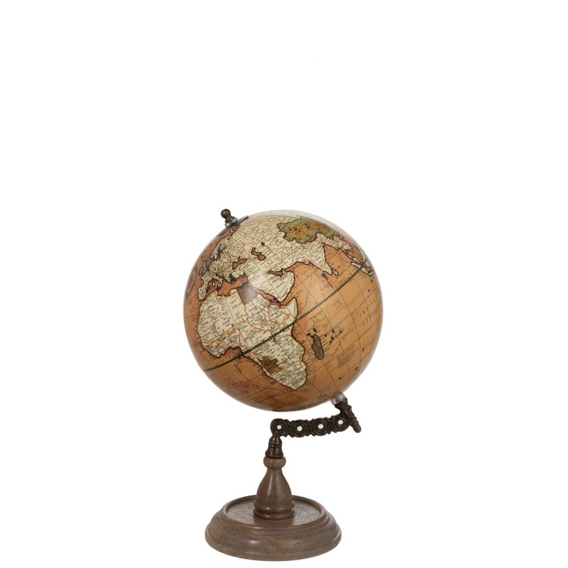 Globo com base em madeira laranja 20x20x34 cm Globo com base em madeira laranja 20x20x34 cm