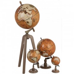 Globe sur pied en bois orange 43x43x101 cm