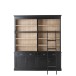 Bibliotheque + Echelle Bois Noir/Naturel