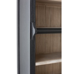 Bibliotheque + Echelle Bois Noir/Naturel