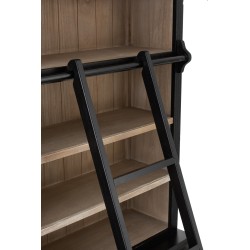 Bibliotheque + Echelle Bois Noir/Naturel